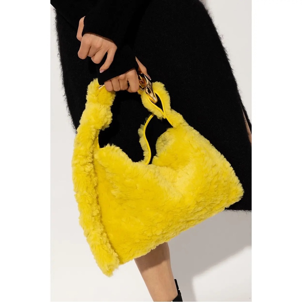 NWT JW Anderson Yellow Chain-embellished Faux Fur Shoulder Bag